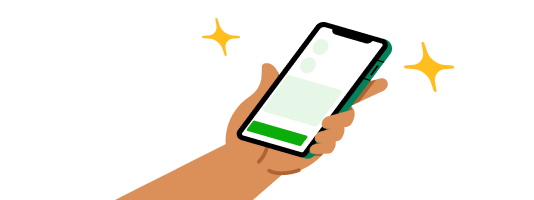 Illustration of person holding phone.